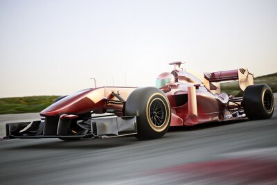 Motor sport raceauto zijde schuin oog versnellen van een track met motion blur. Fotorealistische 3D-scène met ruimte voor tekst of kopie ruimte