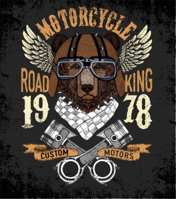 Poster Motorcycle, biker. Print for tee shirt, poster, logo, emblem, embroidery