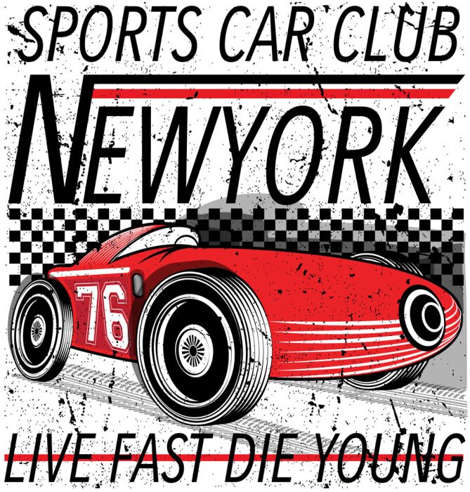 Poster Motorvoertuigen en raceslogan