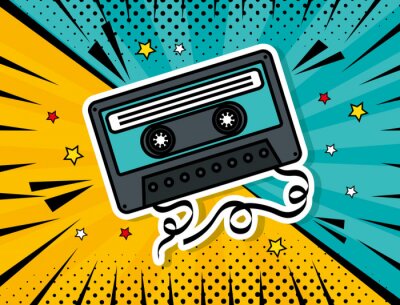 Poster music cassette pop art style vector illustration design
