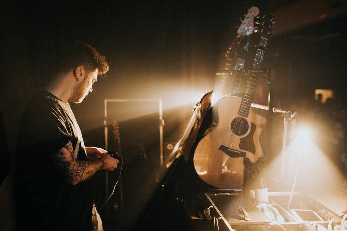 Poster Musician backstage in a concert