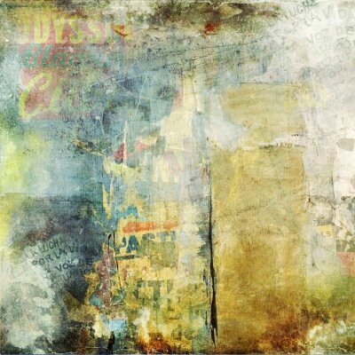 Fotobehang Muur met posters in vintage stijl