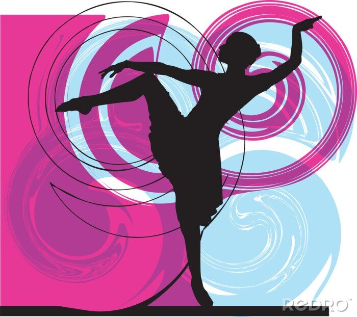 Poster Muziek en dans op kleurrijke achtergrond