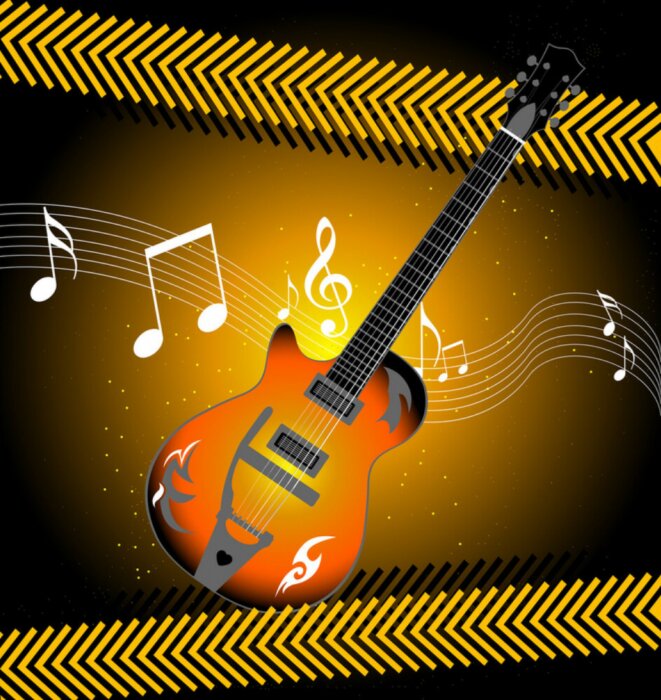 Poster Muziek en een gouden gitaar