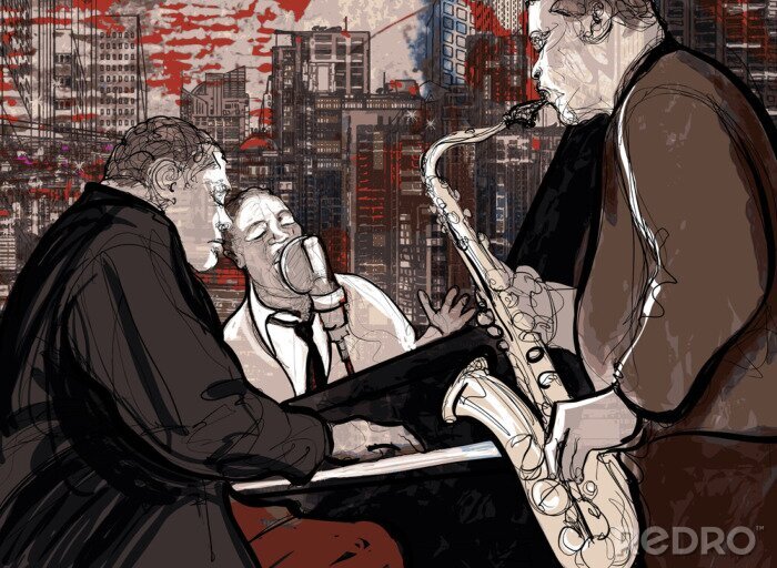 Poster Muziek retro jazz