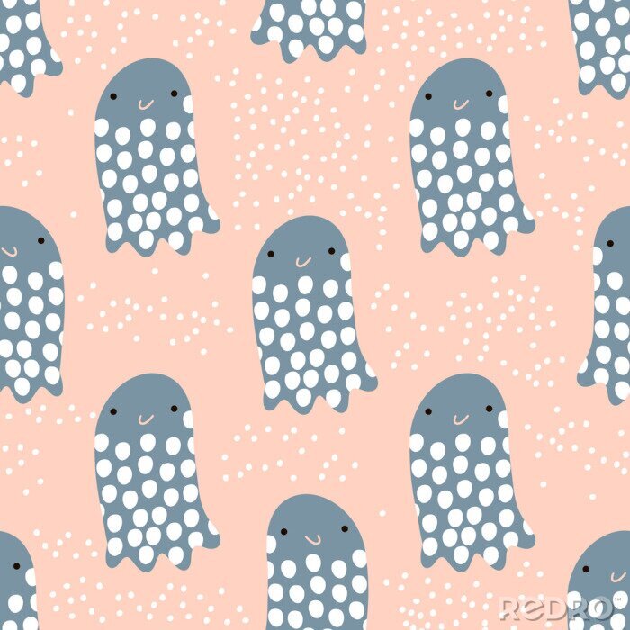 Poster Naadloos patroon met zeedier gelei vis, vis. Undersea Childish textuur voor stof, textiel. Vector achtergrond