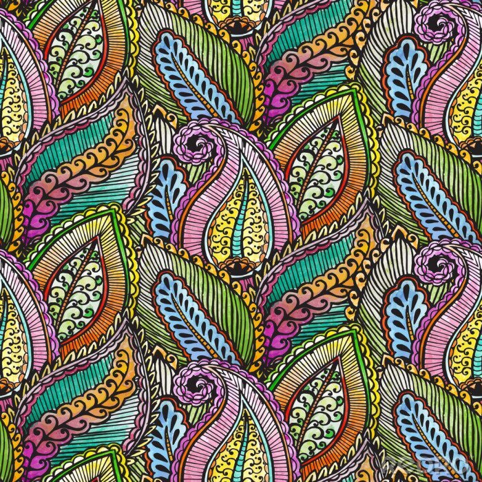 Poster Naadloze etnische patroon zwart