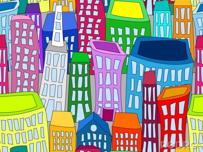 Poster Naadloze stadsgezicht