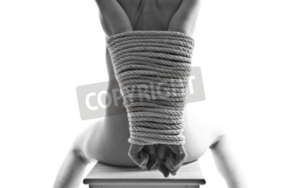 Poster Naakt en vastgebonden vrouw