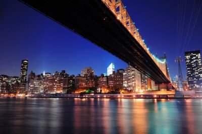 Nacht Manhattan en stadslichten