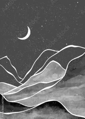 Poster Nachtlandschap in Boheemse stijl