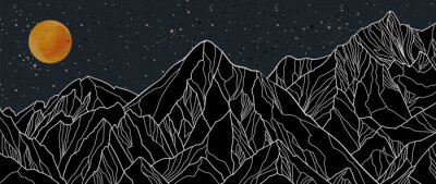 Poster Nachtlandschap met bergen