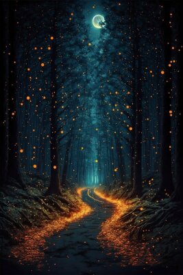 Poster Nachtwandeling in het bos
