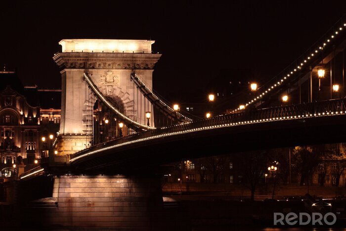 Poster Nachtzicht op de brug