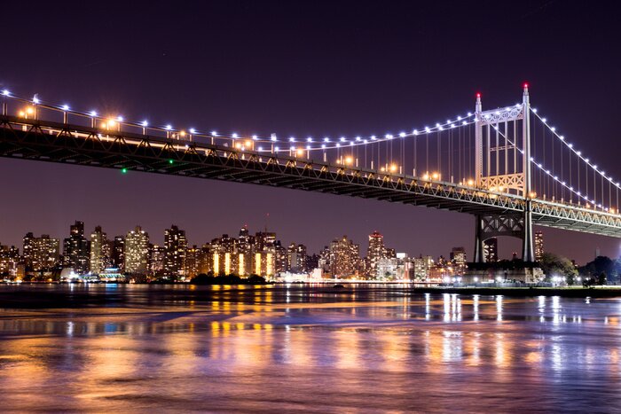 Poster Nachtzicht van New York met de brug