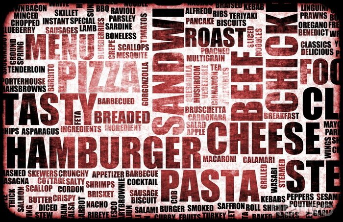 Poster Namen van gerechten in de ombre-techniek