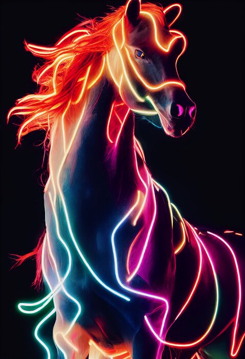 Poster Neon paard galopperen