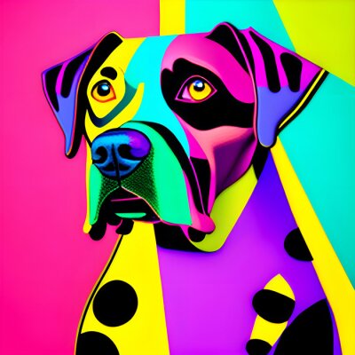 Poster Neon pop-art hondenportret