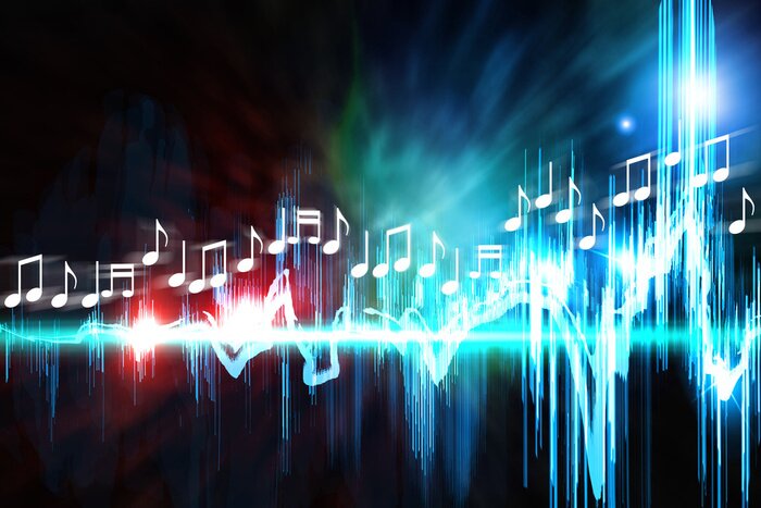 Poster Neon Soundwave Notes