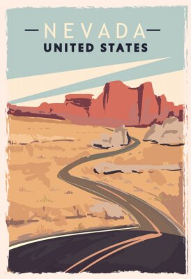 Poster Nevada retro poster. USA Nevada travel illustration.