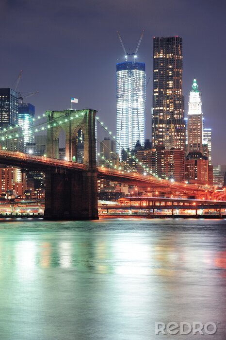 Poster New York architectuur bij nacht