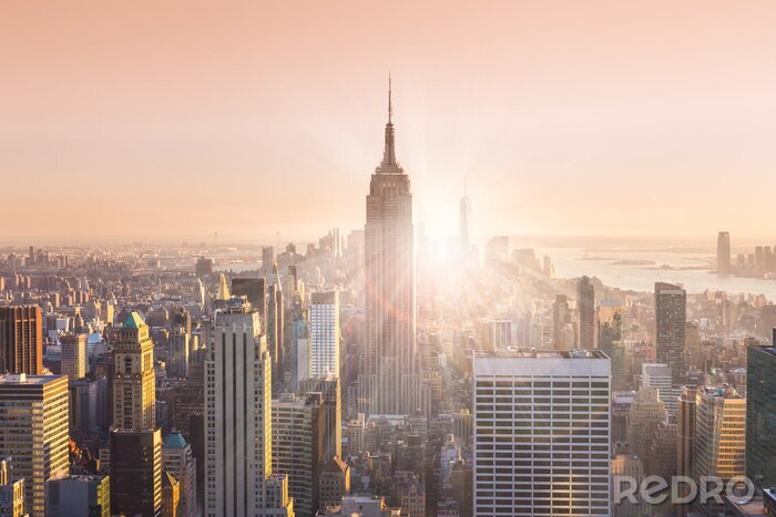 Poster New York bij zonsondergang