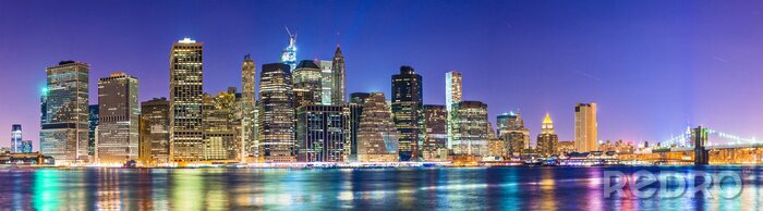 Poster New York City skyline bij nacht