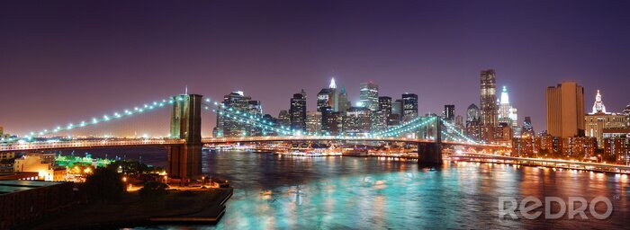 Poster New York City skyline van Manhattan Brooklyn Bridge panorama