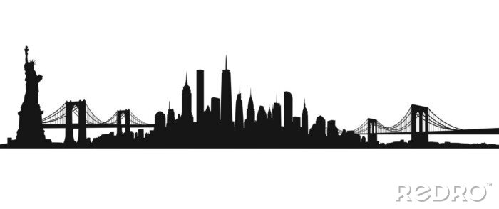 Poster New York City Skyline Vector zwart en wit