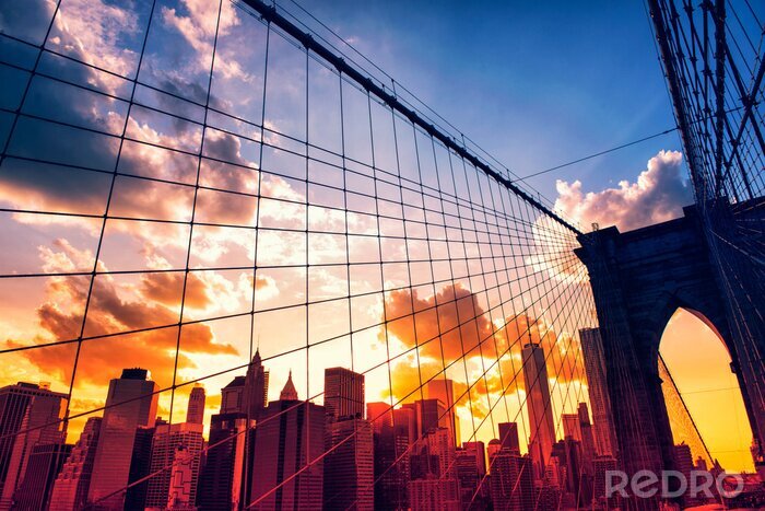 Poster New York en de lucht boven Manhattan