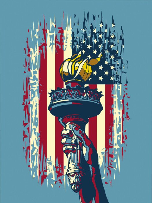 Poster New York met een vlag