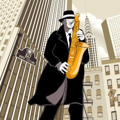 Poster New Yorkse muziek en saxofonist