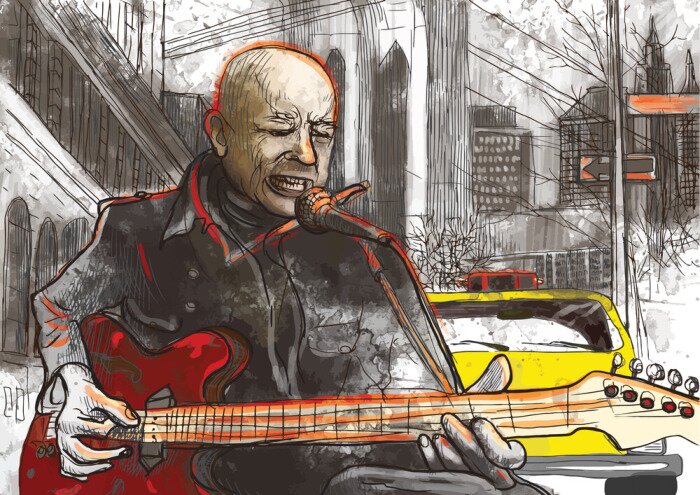 Poster New Yorkse muzikant en gitarist