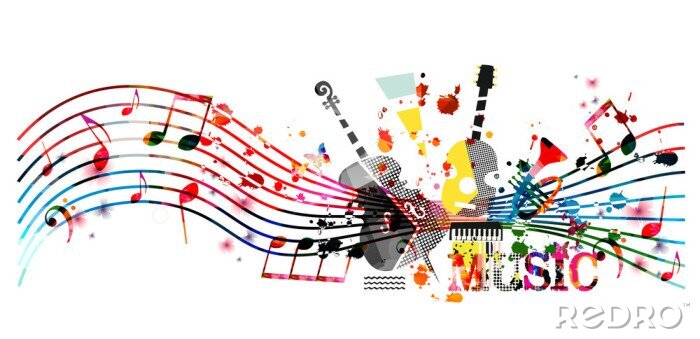 Poster Noten gitaar en typografie