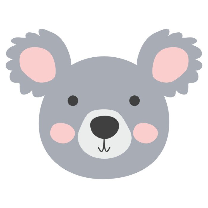 Poster Nursery poster with cute animal. Black and white koala. Scandinavian style