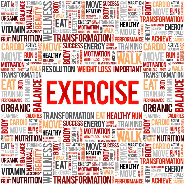 Poster OEFENING word cloud achtergrond, gezondheid concept