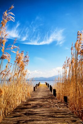 Fotobehang Old wooden jetty