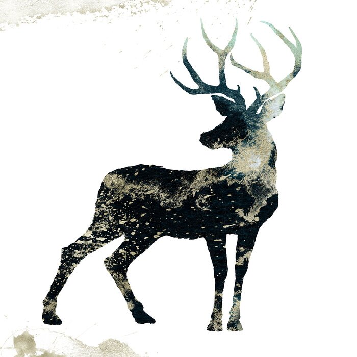 Poster Omtrek van een hert met een abstract motief