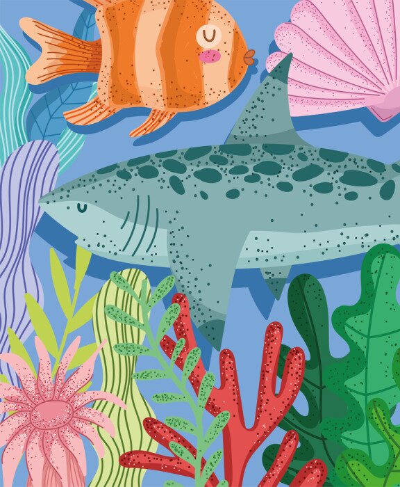 Poster Onderwaterwereld met tropische planten