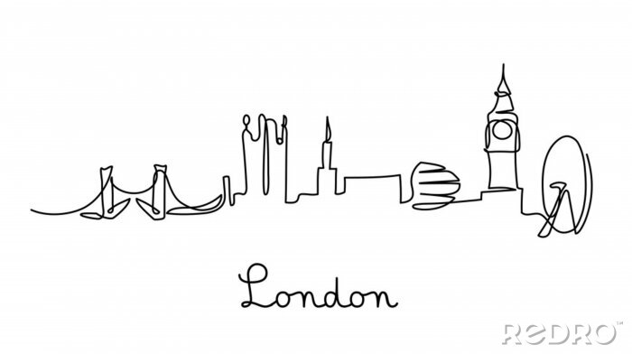 Poster One line style London city skyline. Simple modern minimalistic style vector.