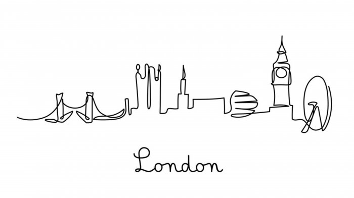 Poster One line style London city skyline. Simple modern minimalistic style vector.