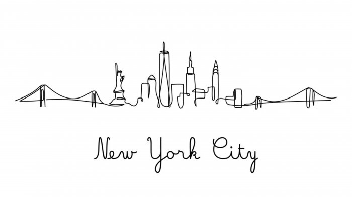 Poster One line style New York City skyline. Simple modern minimaistic style vector.