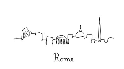 One line style Rome city skyline. Simple modern minimaistic style vector.