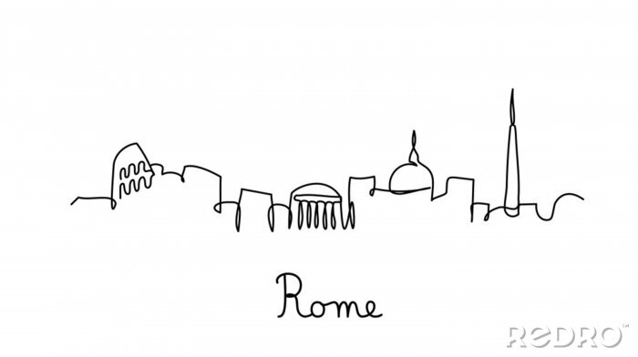 Poster One line style Rome city skyline. Simple modern minimaistic style vector.