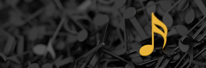 Poster Oneindige muzieknoten, kunst en muziek 3D-rendering conceptuele achtergrond