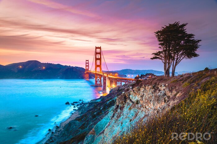 Poster Ongewoon uitzicht op de brug van San Francisco