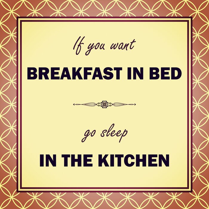 Poster Ontbijt gezegde in vintage stijl