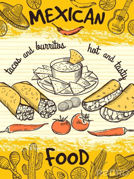 Poster Ontwerp sjabloon van poster met Mexicaans eten