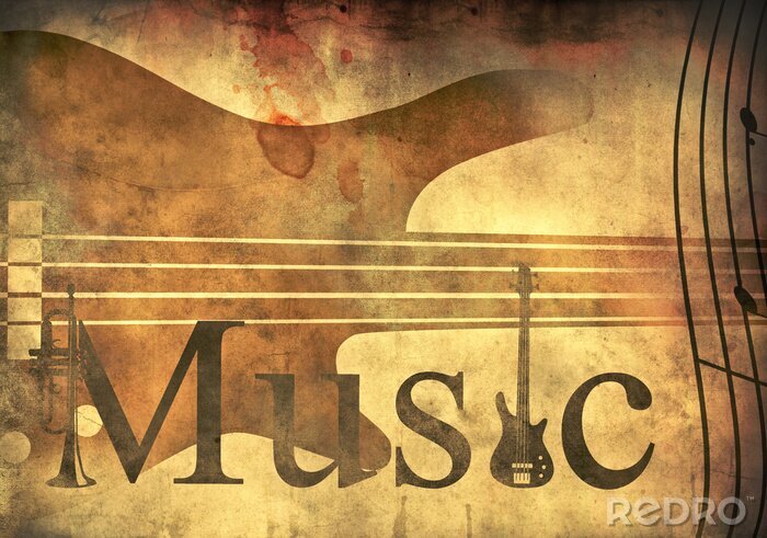 Poster Opschrift muziek vintage