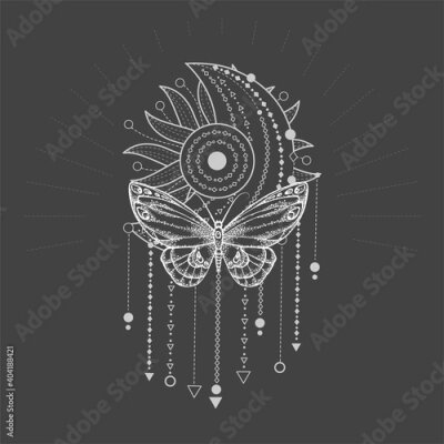 Poster Ornament met een vlinder in een moderne stijl